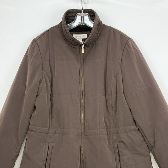 JONES NEW YORK Sport Women’s Coat Size L Brown Jacket Drawstring Waist - Picture 3 of 16